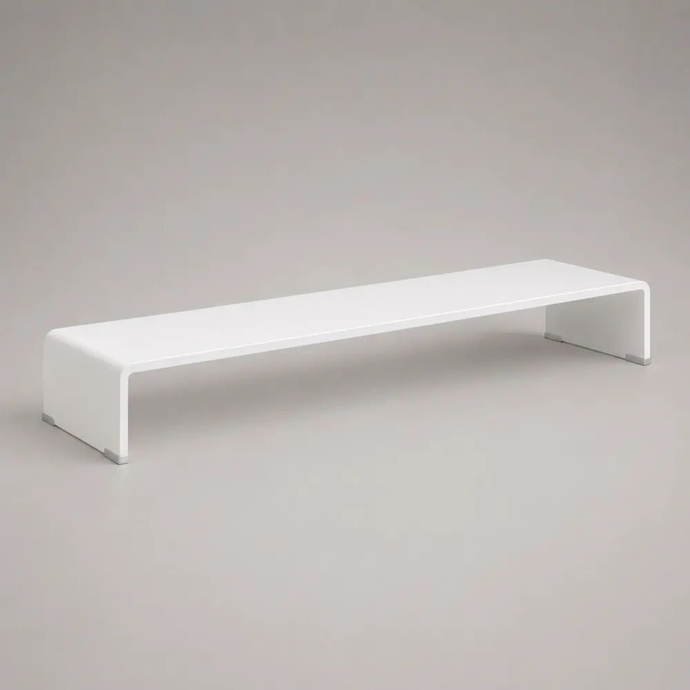 Supporto TV da tavolo rettangolare in PMMA bianco, 100 × 30 × 15 cm