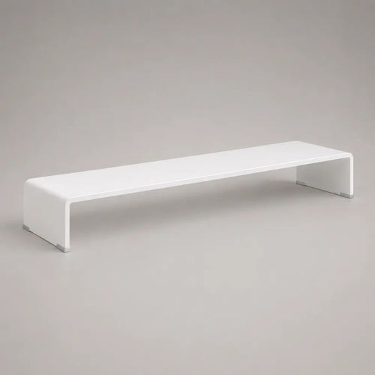 Supporto TV da tavolo rettangolare in PMMA bianco, 100 × 30 × 15 cm