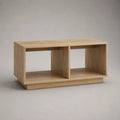 Tavolino da salotto rettangolare in pannelli truciolari melaminici con 2 vani aperti, rovere naturale, 100 x 50 x 45 cm