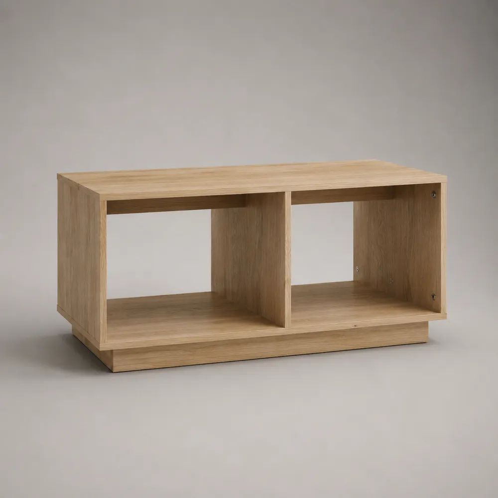 Tavolino da salotto rettangolare in pannelli truciolari melaminici con 2 vani aperti, rovere naturale, 100 x 50 x 45 cm