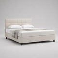 Letto matrimoniale imbottito 180 x 200 cm con testiera trapuntata in pelle sintetica, bianco crema, 190 x 215 x 120 cm