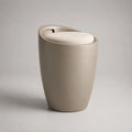 Sgabello da bar ovale beige e crema con seduta imbottita in poliestere e scocca in polipropilene, 45 x 43 x 65 cm