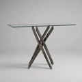 Consolle rettangolare in vetro temperato e acciaio inox antracite, 120 x 40 x 78 cm